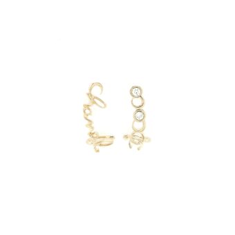 Chanel Letter Earrings Light Gold Tone