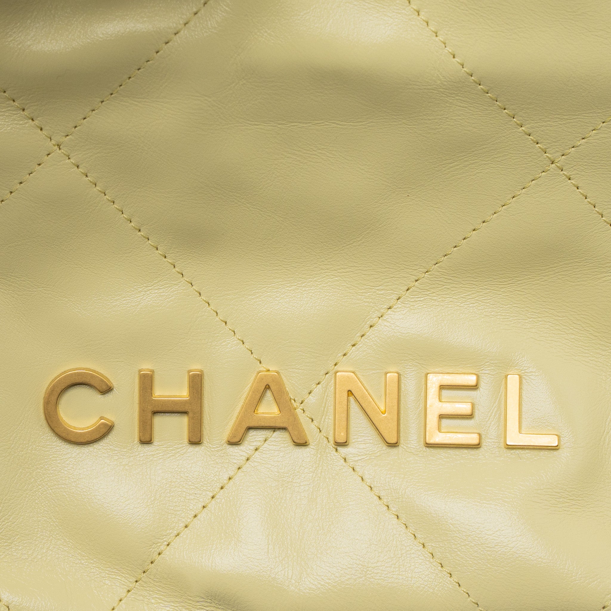 Chanel 23S Mini 22 Bag Shiny Calfskin Light Yellow Brushed GHW (Microchip) - Image 8