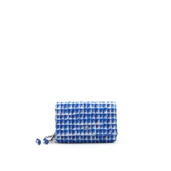 CHANEL Tweed Quilted Wallet On Chain WOC blue