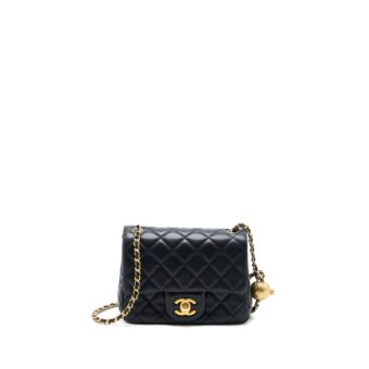 Chanel Pearl Crush Mini Square Lambskin Black Brushed GHW (Microchip)
