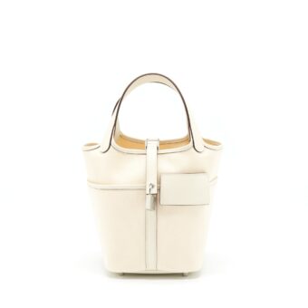 Hermes Picotin Cargo 18 Lock Bag Swift And Toile Canvas Ecru/Nata SHW Stamp Z