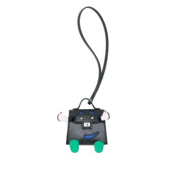 Hermes Kelly Dole Bag Charm Swift Black/Multicolour SHW Stamp U