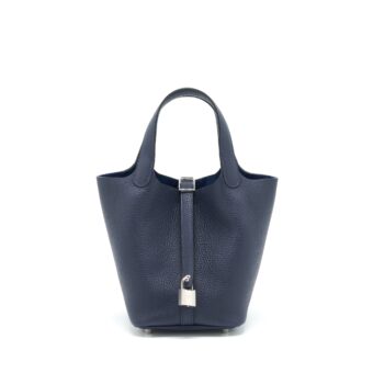 Hermes Picotin 18 Lock Bag Clemence Blue Nuit SHW Stamp Z