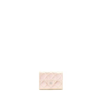 Chanel Iridescent Card Holder Calfskin Pink SHW