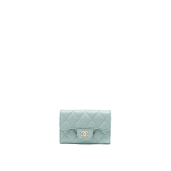 Chanel 23C Classic Flap Card Holder Caviar Light Grey LGHW