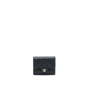 Chanel Classic Flap Compact Wallet Caviar Black LGHW