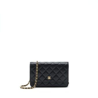 Chanel 22P Classic Wallet On Chain Caviar Black LGHW (Microchip)