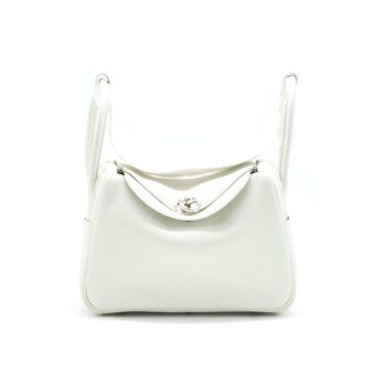 HERMES LINDY 26 Clemence Leather Blanc with SHW