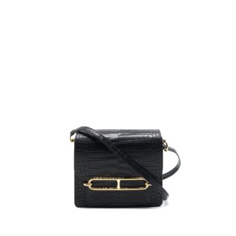 Hermes Mini Roulis Alligator Mississippiesis Mat 89 Black GHW Stamp D