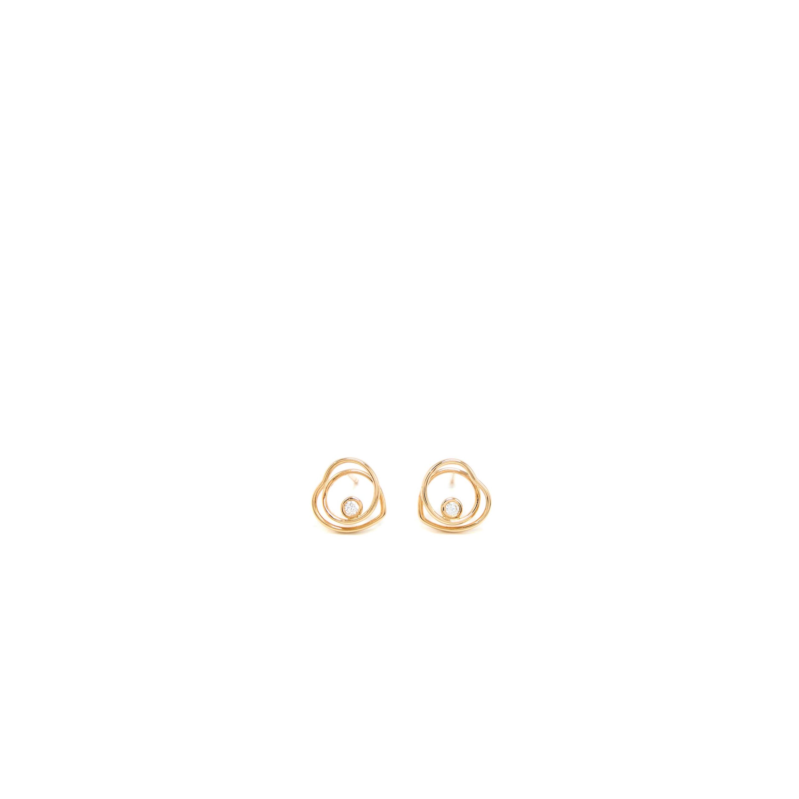 Hermes Vertige Coeur Earrings, Very Small Model Rose Gold With Diamonds
