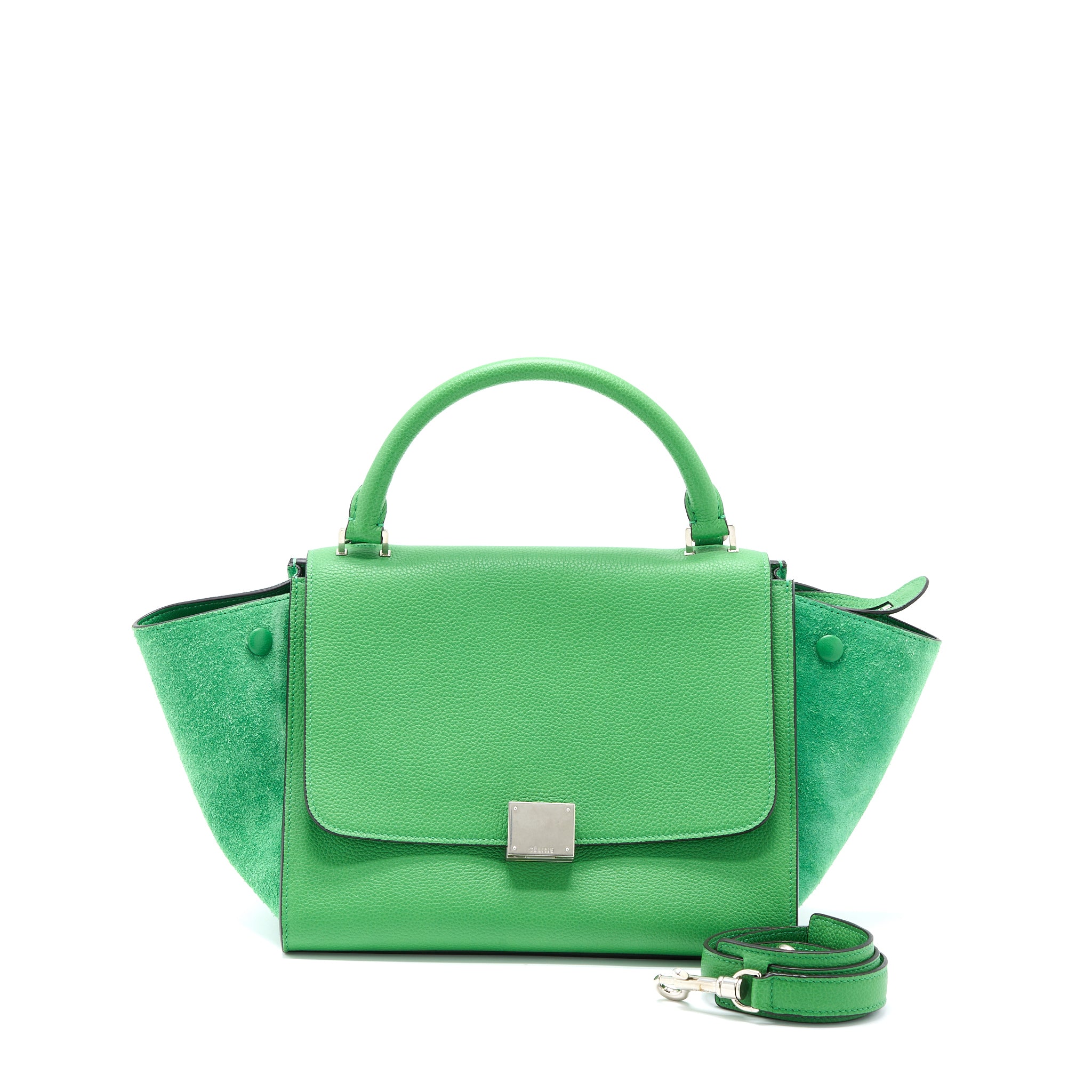 Celine Small Trapeze Bag Calfskin/Suede Green SHW