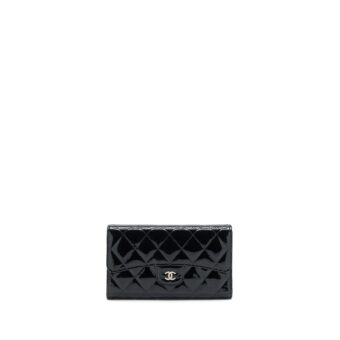 Chanel Classic Flap Long Wallet Patent Black SHW