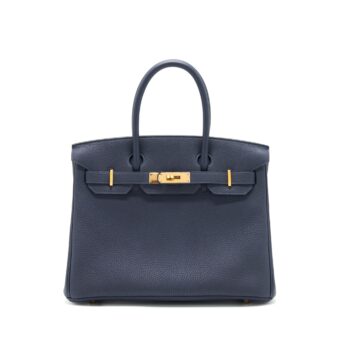 Hermes Birkin 30 Togo 2Z Blue Nuit RGHW Stamp C