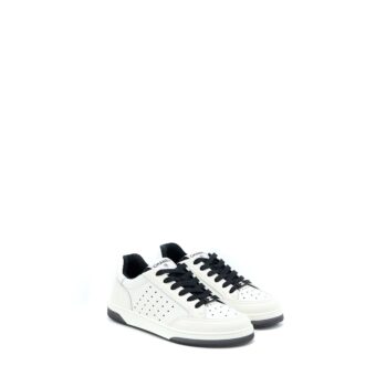 Chanel Size 37.5 Letter/CC Logo Sneaker Calfskin Black/White