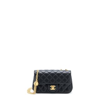 Chanel 23S Camellia Chain Mini Rectangular Lambskin Black Brushed GHW (Microchip)
