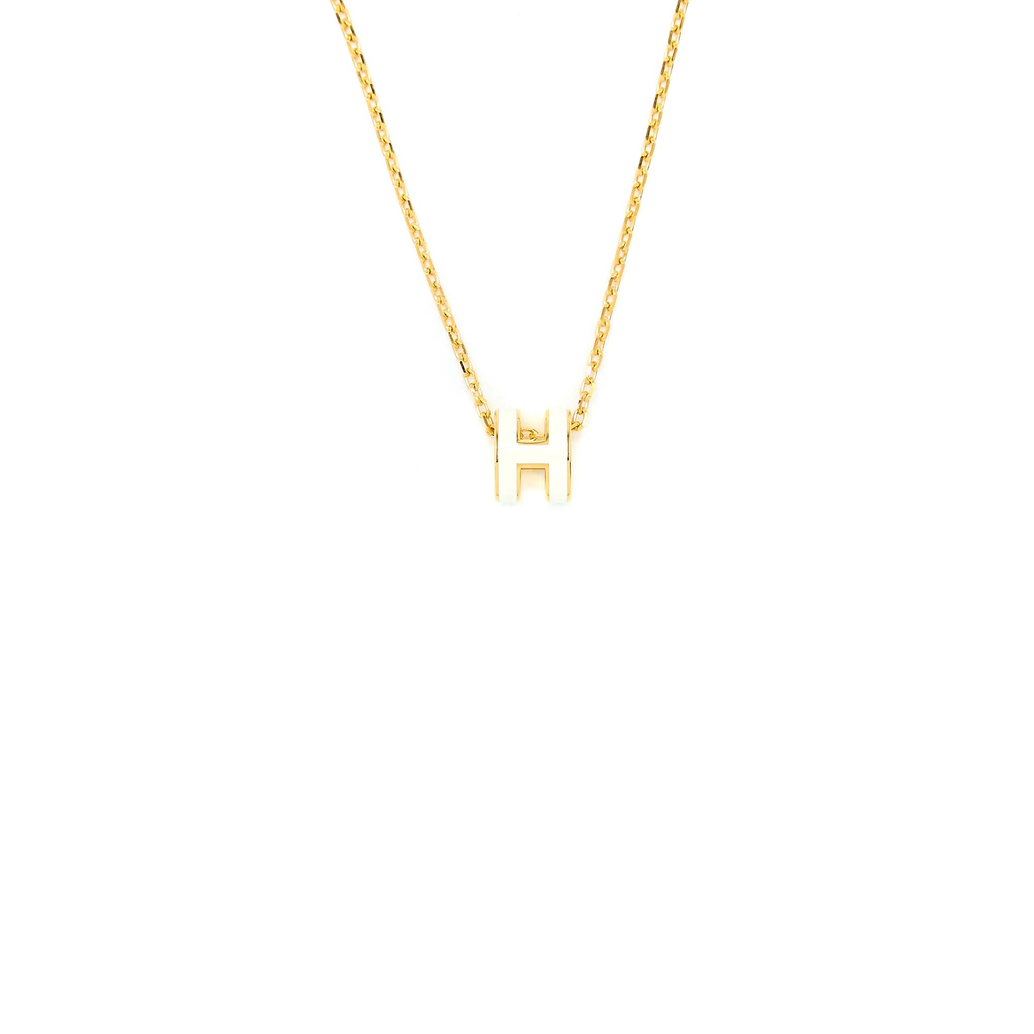 Hermes Mini Pop H Pendant Blanc GHW