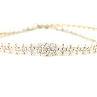 Chanel CC Logo Chocker Crystal/Pearl LGHW
