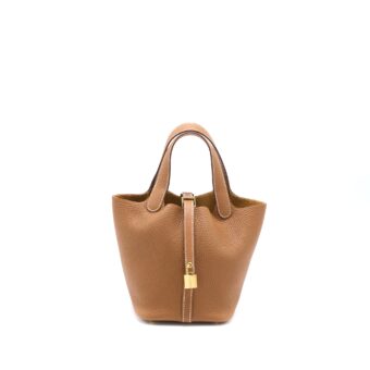 Hermes Picotin 18 Lock Bag Clemence Gold GHW Stamp B