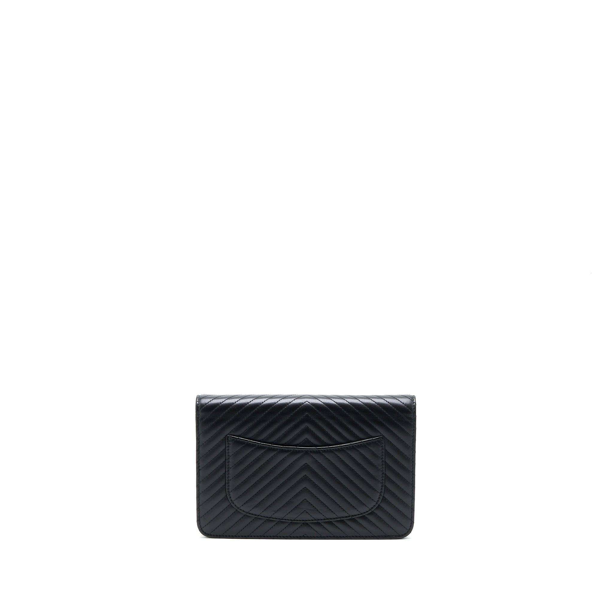 Chanel Chevron Wallet On Chain Black with Black Hardware - Image 2