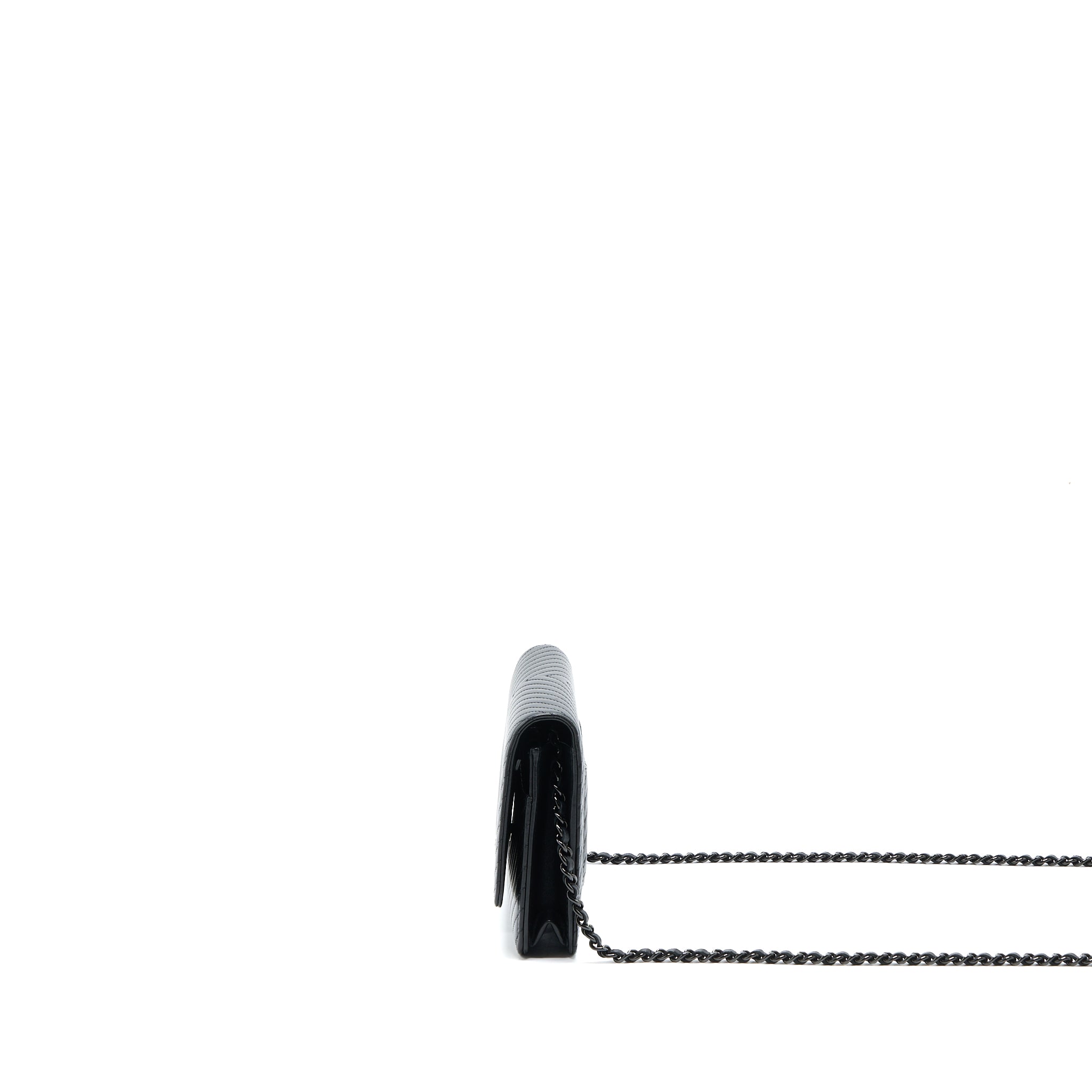 Chanel Chevron Wallet On Chain Black with Black Hardware - Image 3
