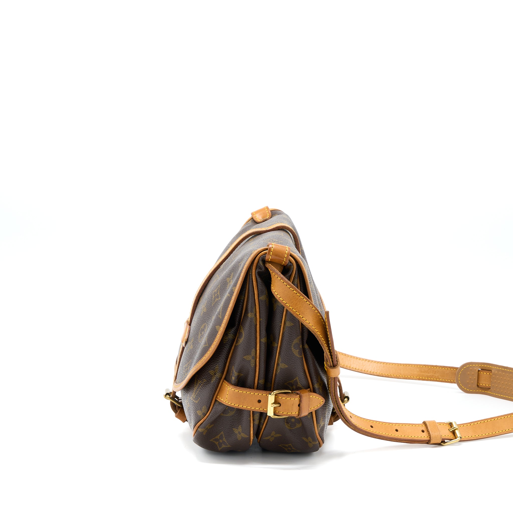 Louis Vuitton Vintage Saumur Cloth Crossbody Bag Monogram Canvas GHW - Image 3