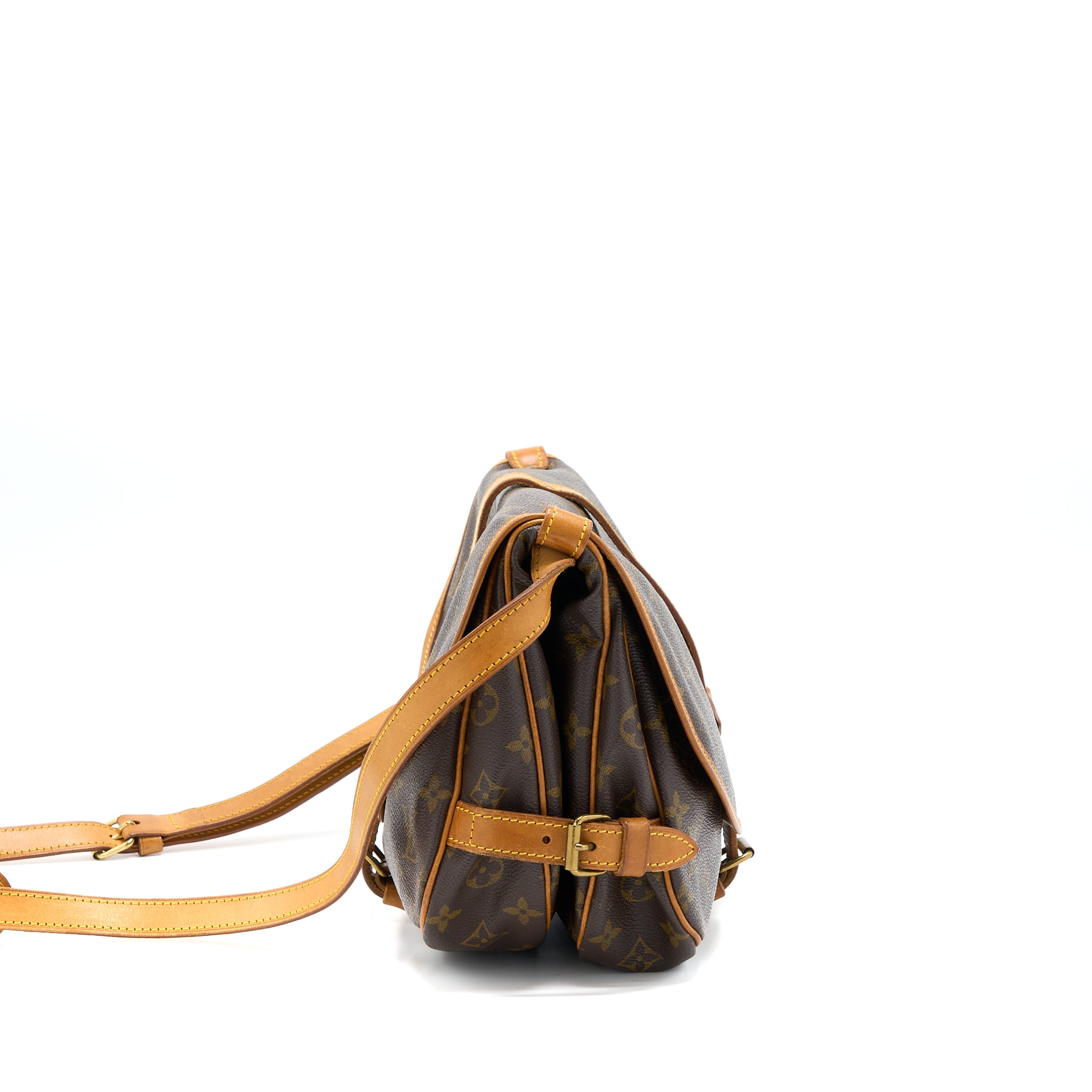 Louis Vuitton Vintage Saumur Cloth Crossbody Bag Monogram Canvas GHW - Image 4