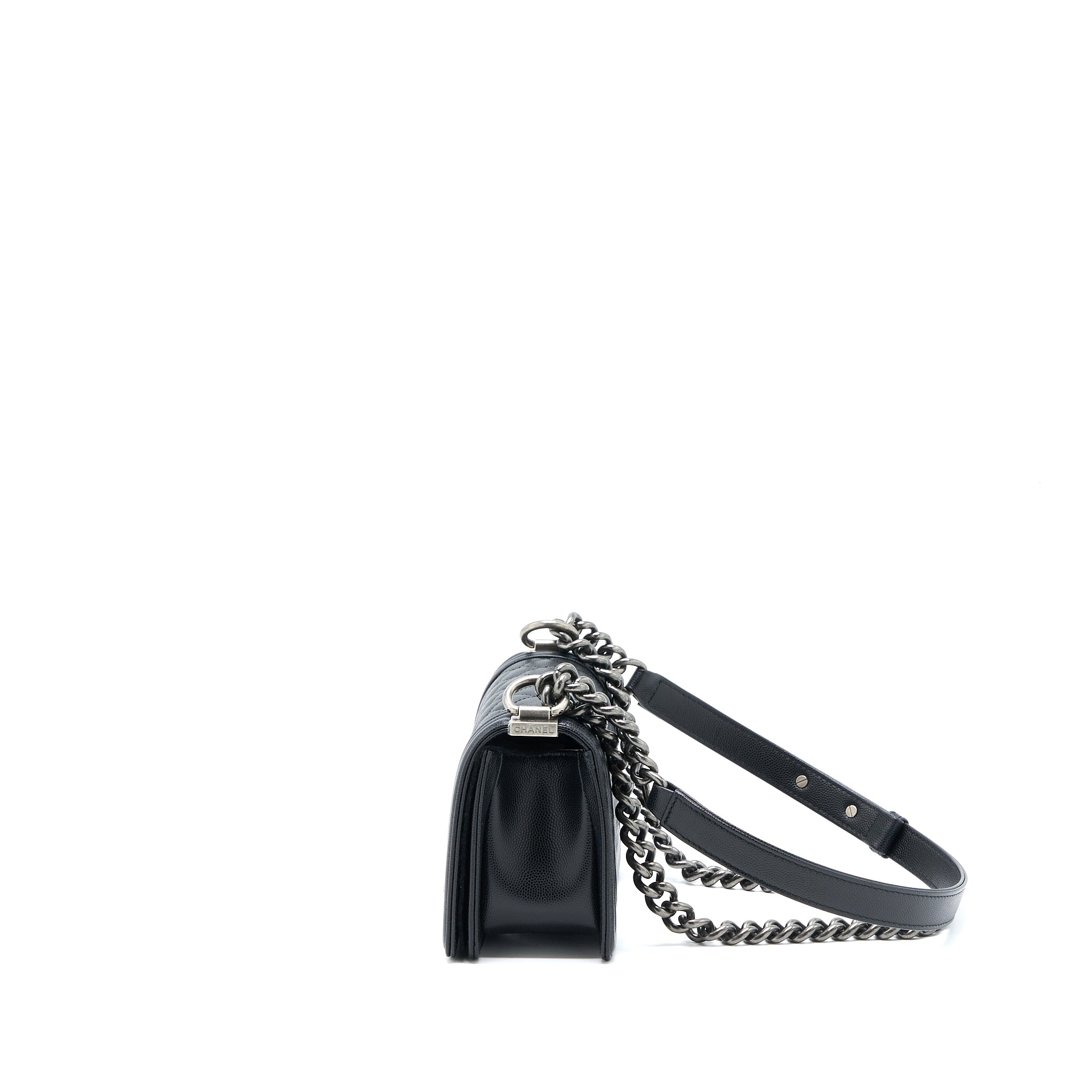 Chanel Small Boy Bag Caviar Black Ruthenium SHW (Microchip) - Image 3
