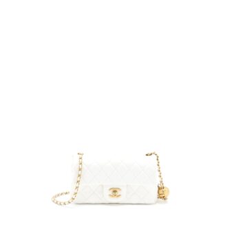 Chanel Pearl Crush Mini Rectangular Flap Bag Lambskin White GHW
