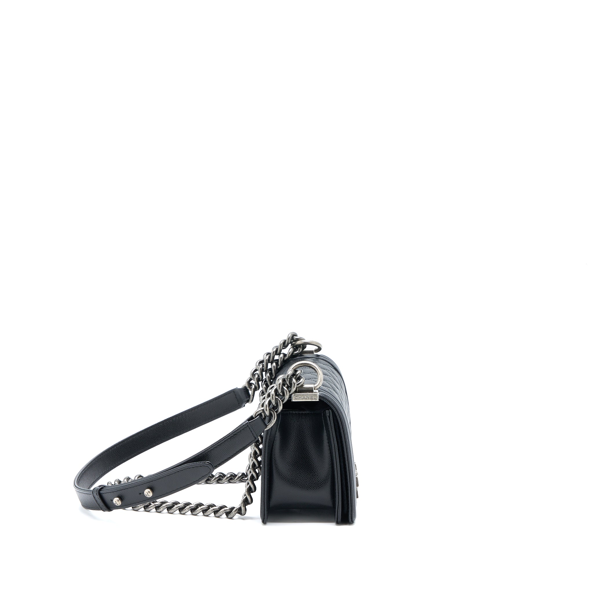 Chanel Small Boy Bag Caviar Black Ruthenium SHW (Microchip) - Image 4
