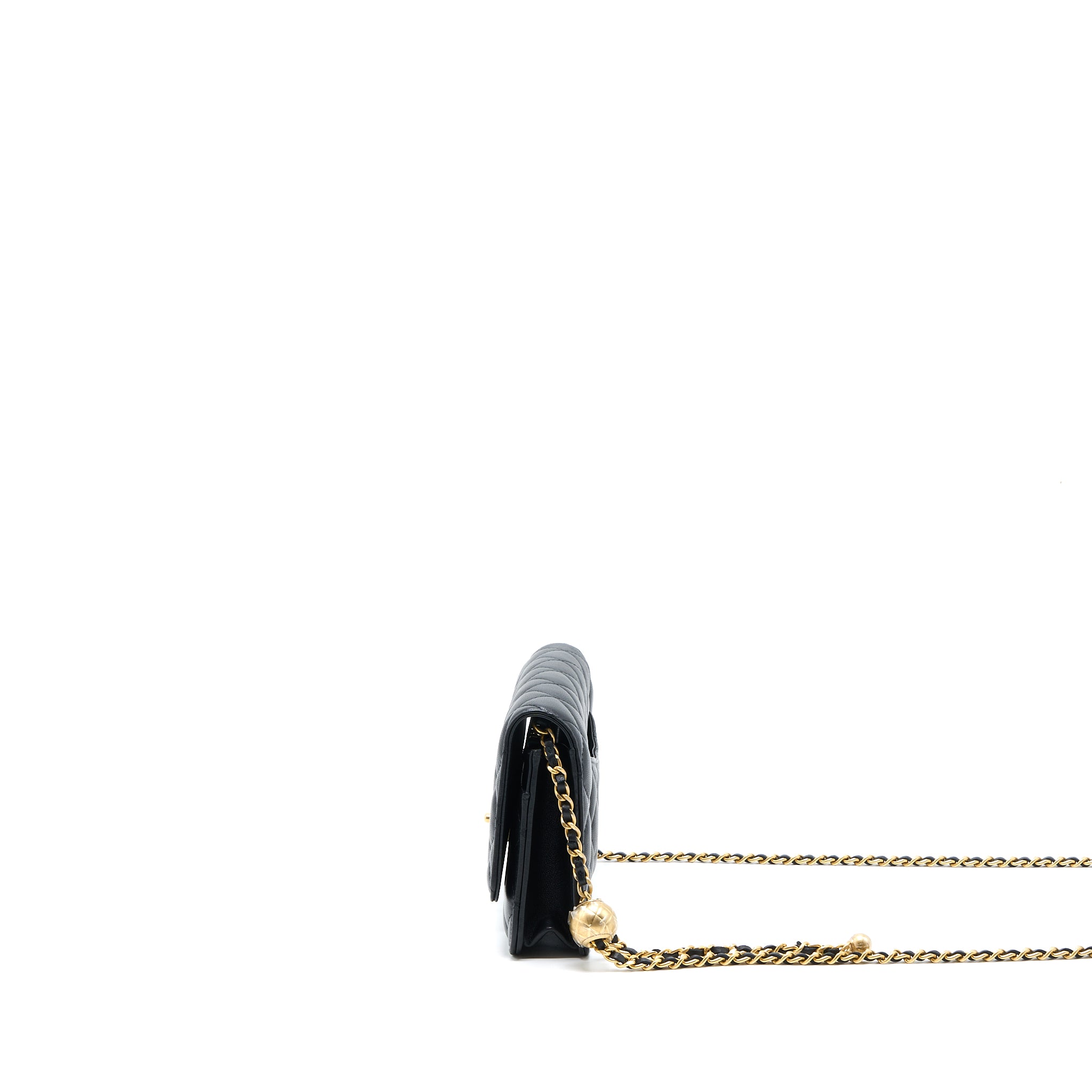 Chanel Pearl Crush Wallet On Chain Lambskin Black GHW (Microchip) - Image 3