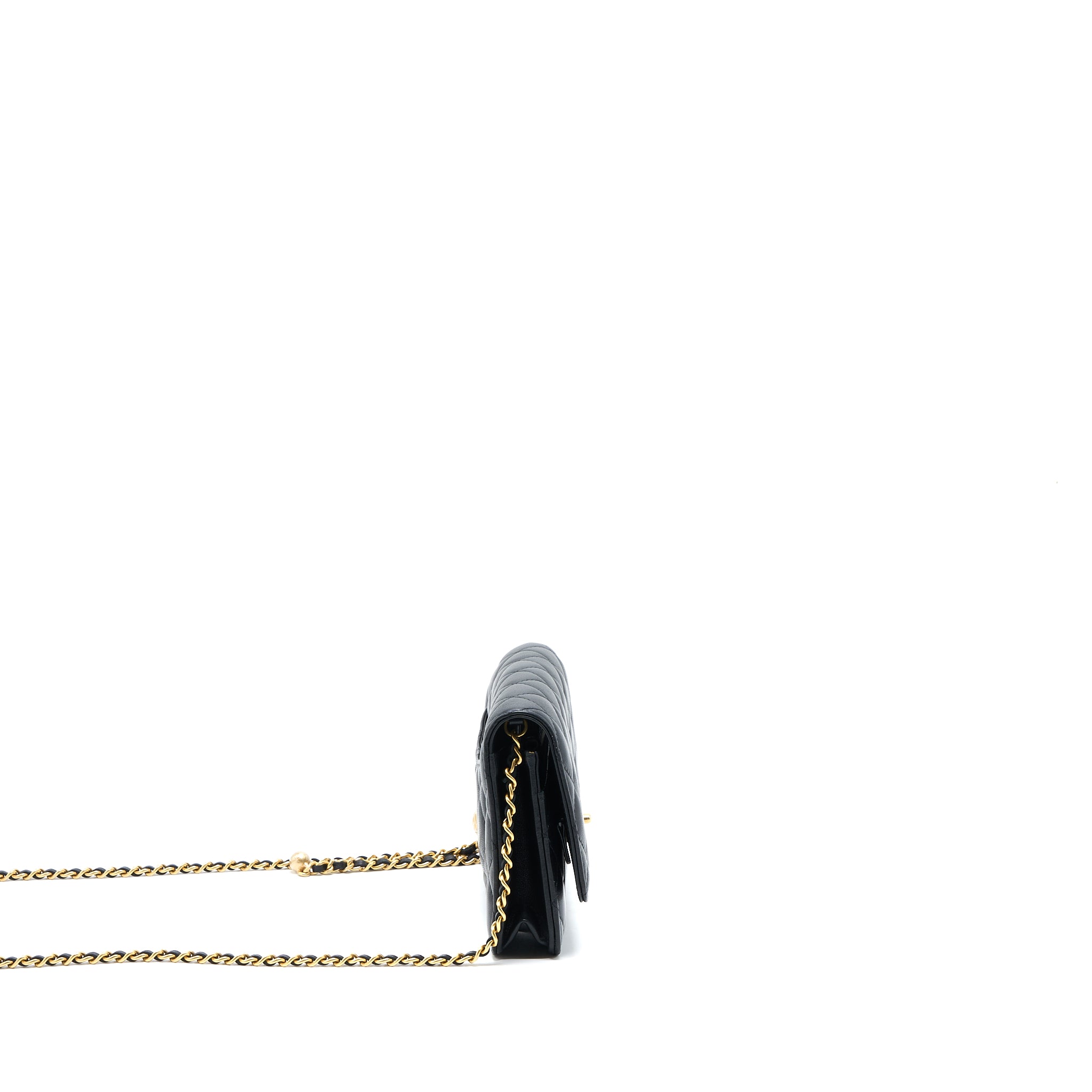Chanel Pearl Crush Wallet On Chain Lambskin Black GHW (Microchip) - Image 4