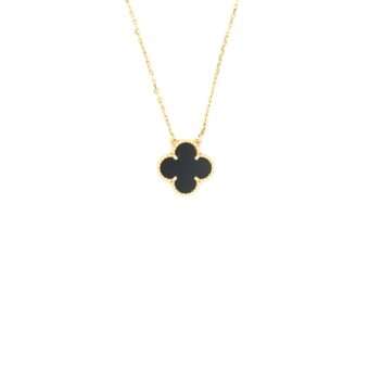 Van Cleef And Arpels Vintage Alhambra Pendant Yellow Gold Oynx