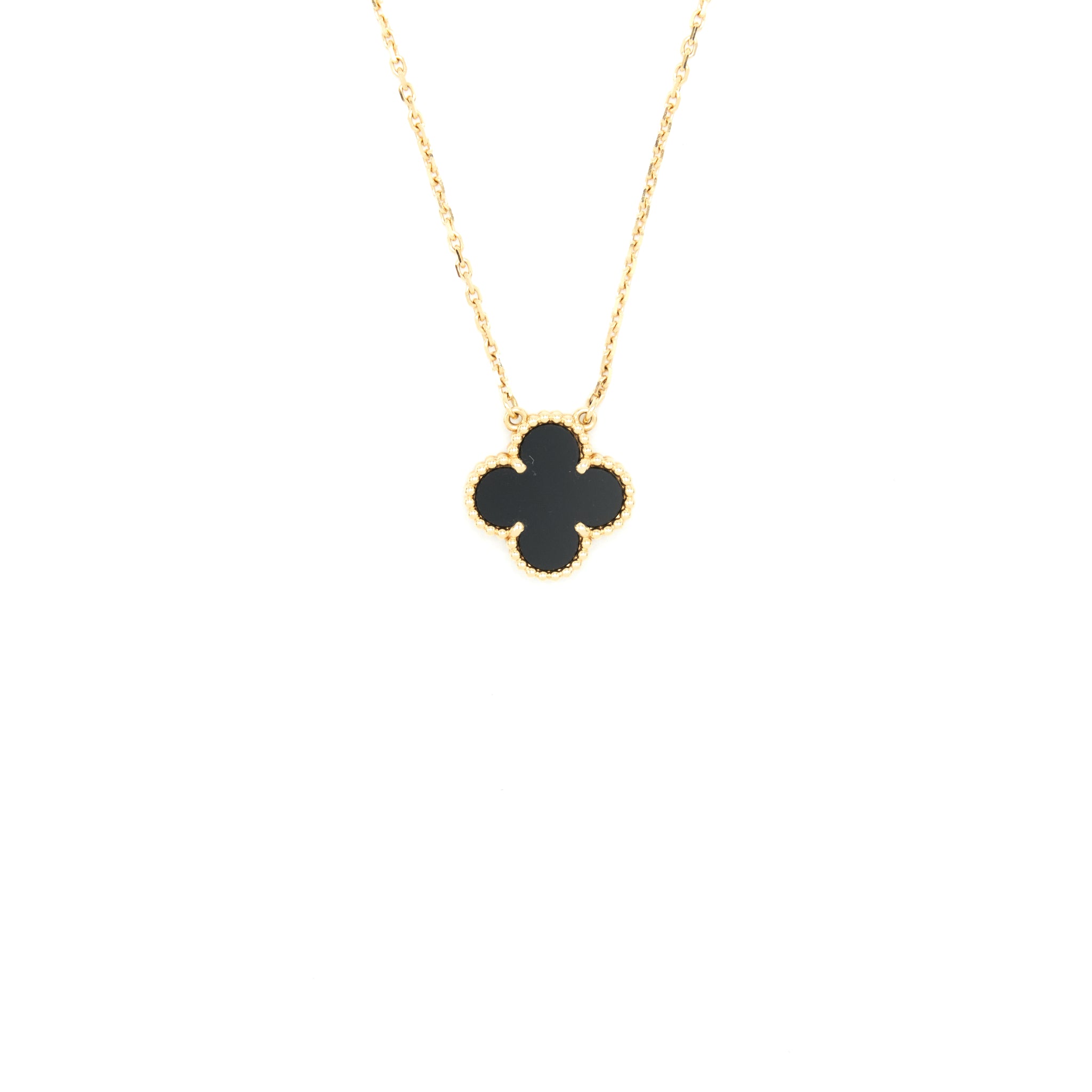 Van Cleef And Arpels Vintage Alhambra Pendant Yellow Gold Oynx