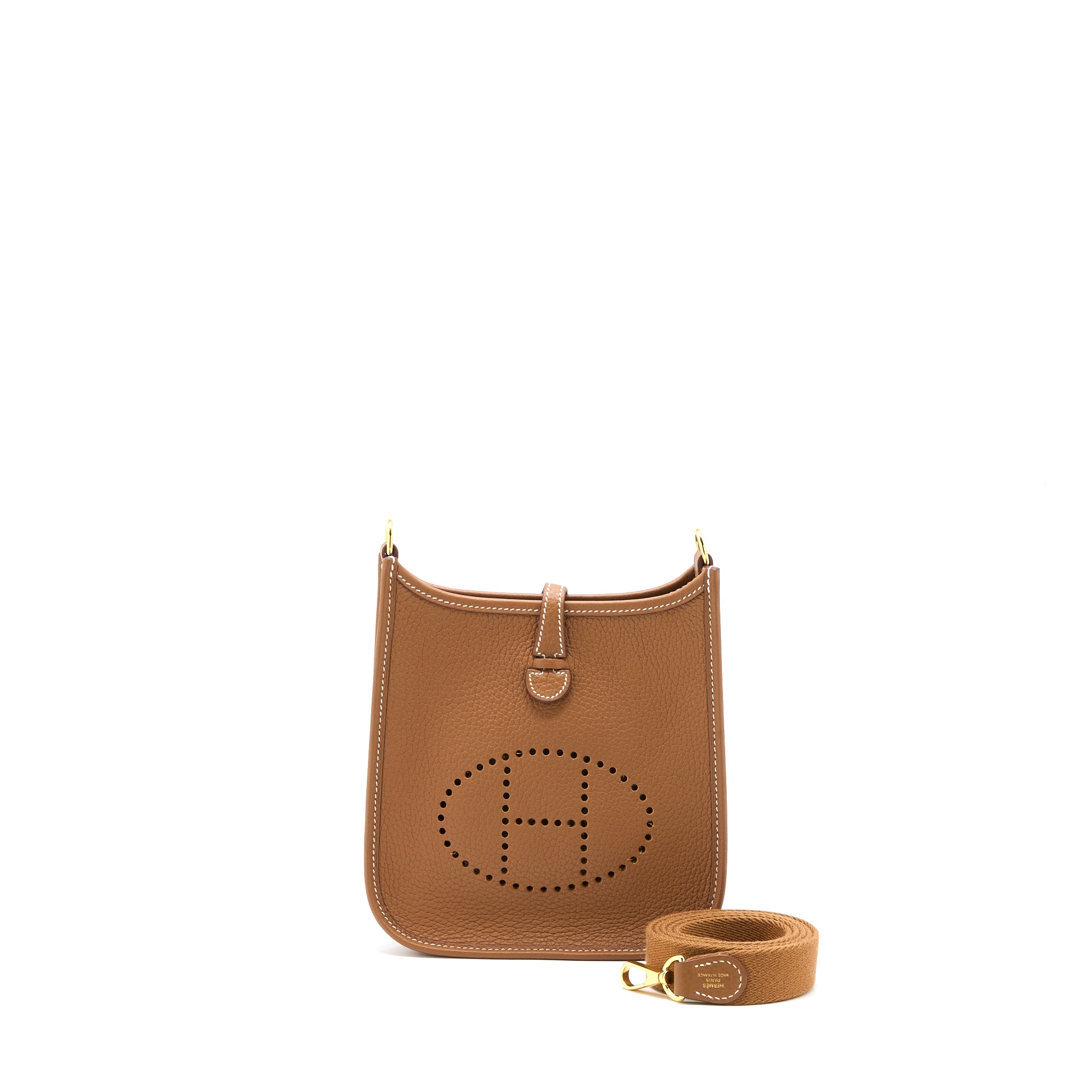 Hermes Mini Evelyn Clemence Gold GHW Stamp Z