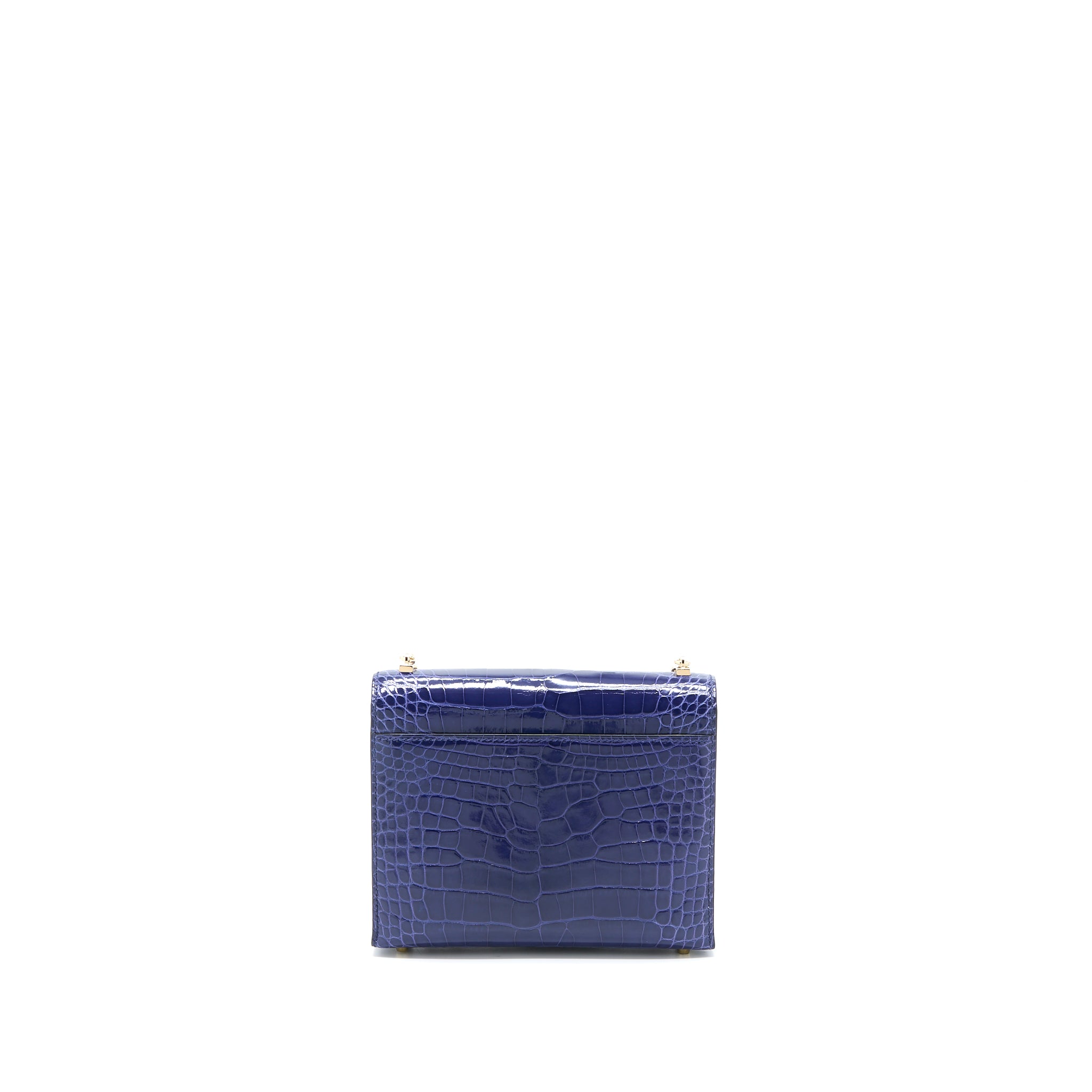 Hermes Mini Verrou Alligator Mississippiensis M3 Blue Encre GHW Stamp D - Image 2
