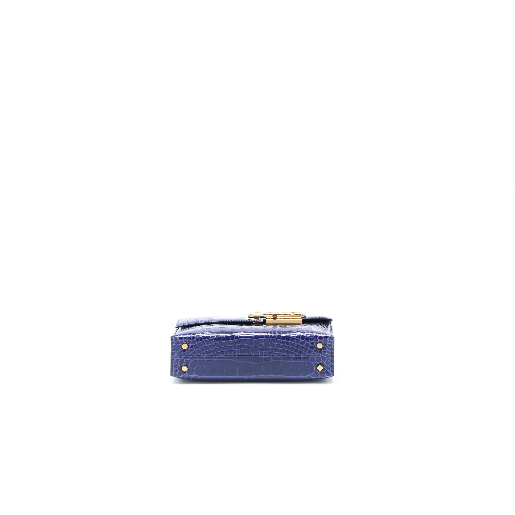 Hermes Mini Verrou Alligator Mississippiensis M3 Blue Encre GHW Stamp D - Image 5