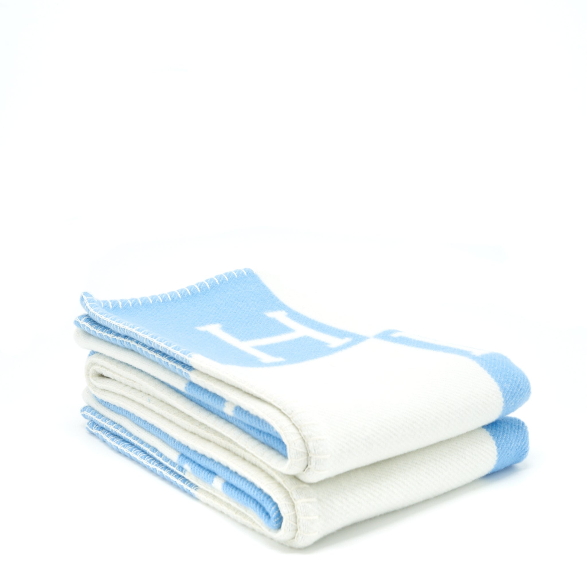 Hermes Baby Blanket Blue Genievre/Blanc