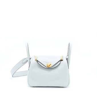 Hermes Mini Lindy Clemence Blue Pale GHW Stamp U