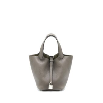 Hermes Picotin 18 Lock Bag Clemence Gris Etain SHW Stamp Y