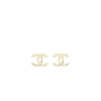 Chanel 22S CC Logo Large Model Earrings Light Gold Tone