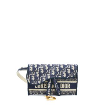 Dior Saddle Slim Pouch Blue Dior Oblique Embroidery