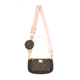 Louis Vuitton Multi Pochette Accessories Monogram Canvas With Rose Clair Strap GHW