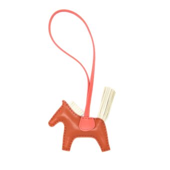 Hermes Rodeo PM Bag Charm Cornaline/Craie/Rose Texas Stamp U