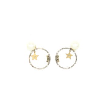 Dior J'adior Round Drop Pearl Earrings With Crystal GHW