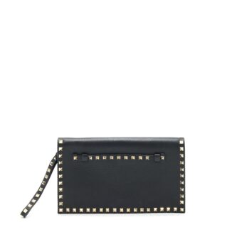 Valentino Garavani Rockstud Leather Clutch Black