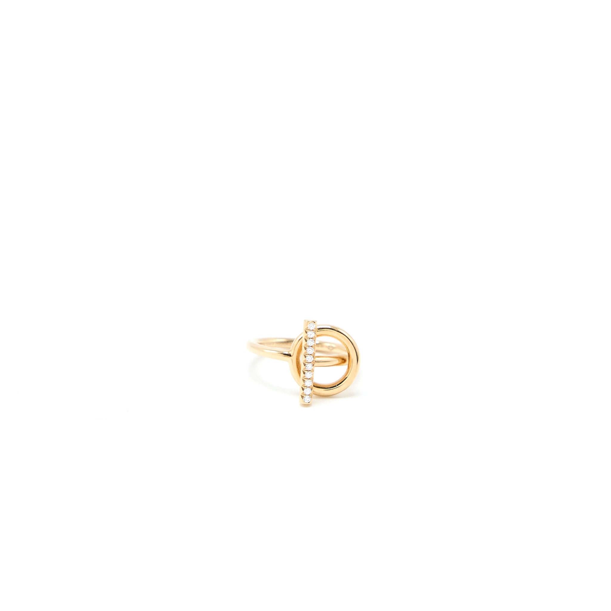 Hermes Size 50 Echappee Ring Small Model Rose Gold Diamonds