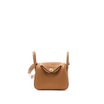 Hermes Mini Lindy Clemence Gold GHW Stamp U