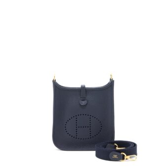 Hermes Mini Evelyne Blue Nuit/ Blue Indigo GHW Stamp Z