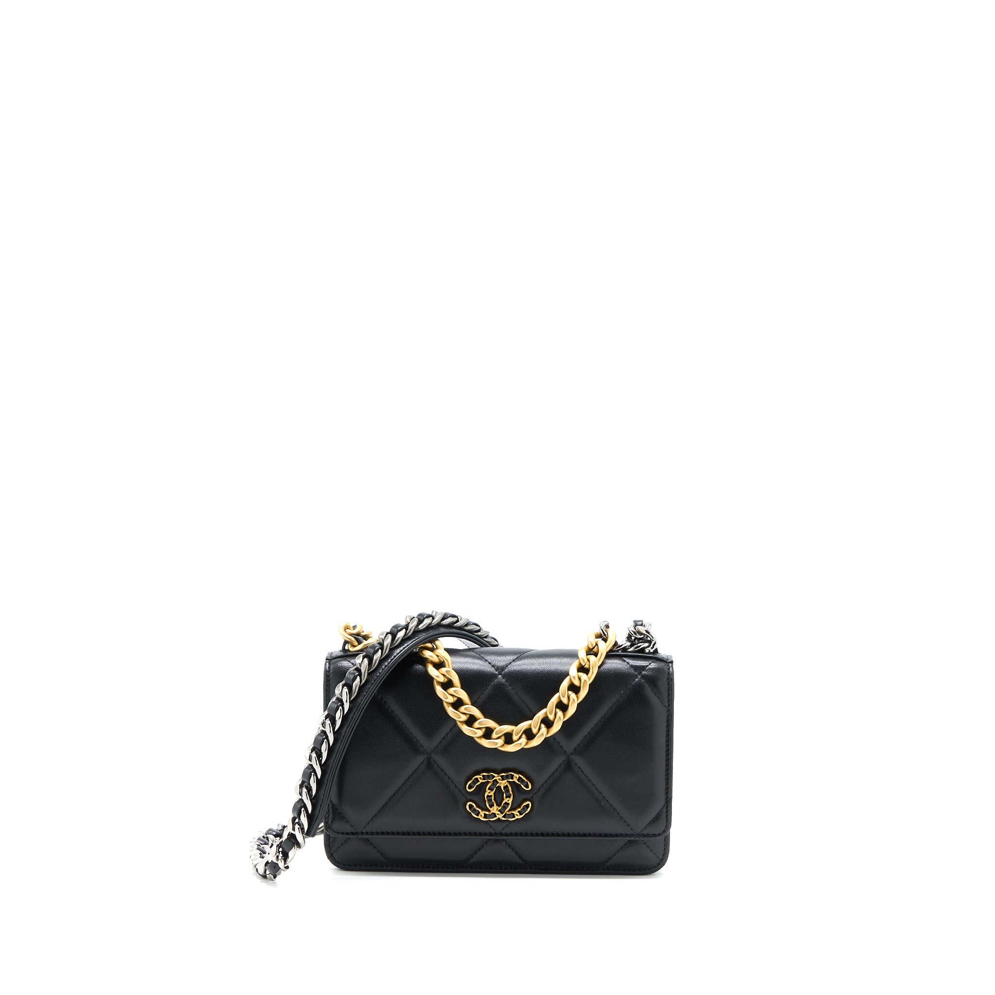 Chanel 19 Wallet On chain Lambskin Black Multicolour Hardware (Microchip)