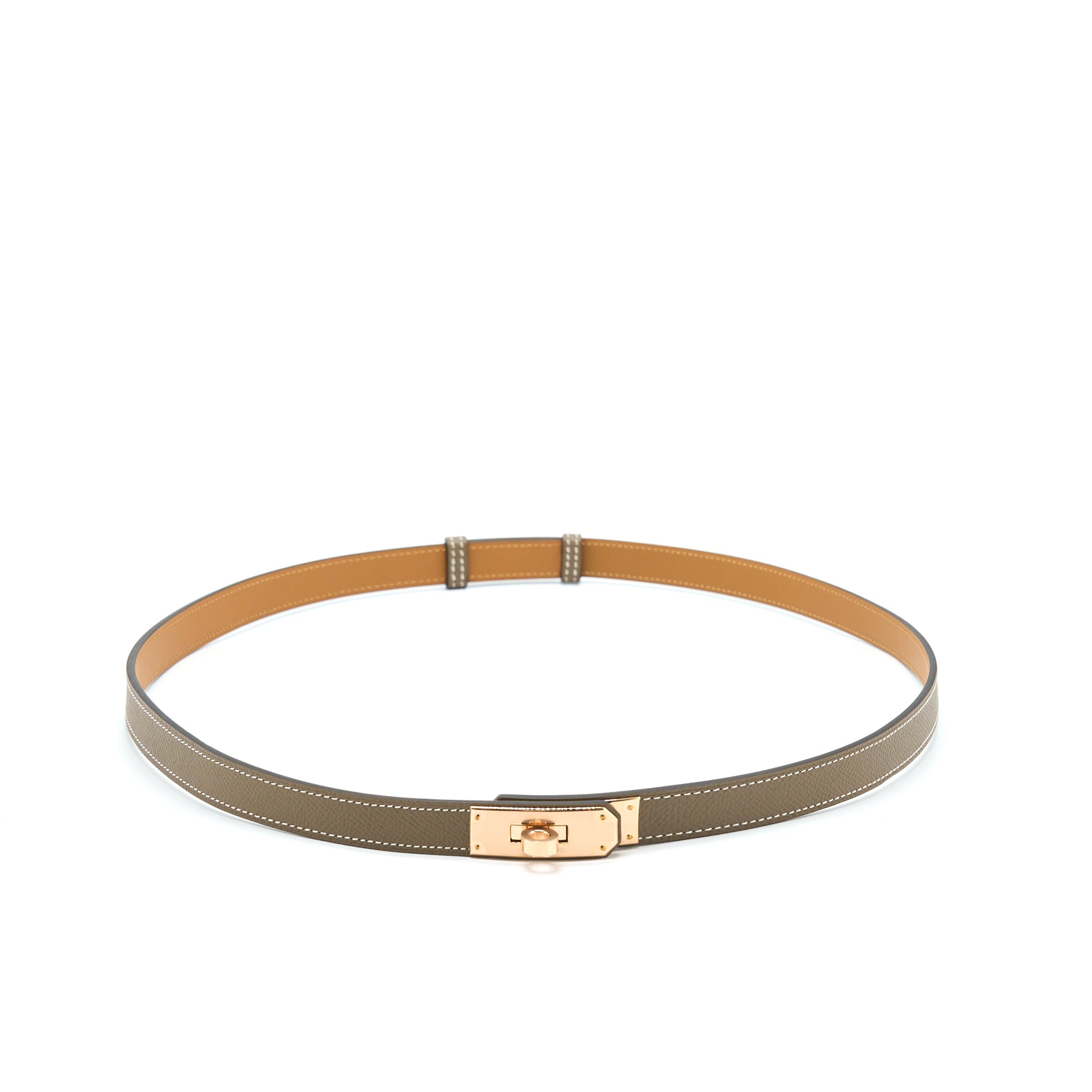 Hermes Kelly 18 Classic Belt Epsom Etoupe RGHW Stamp U